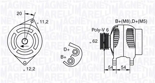 Δυναμό/Εναλλάκτης FIAT BRAVA Hatchback / 5dr 1995 - 2003 ( 182 ) 1.8 GT 16V (182.BC)  ( 182 A2.000  ) (113 hp ) Βενζίνη #063321803010