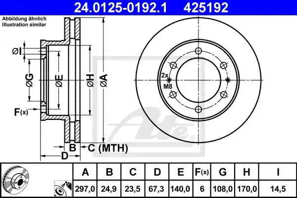 Δισκόπλακες TOYOTA HILUX 2005 - 2009 ( KUN15/25 ) ATE 24.0125-0192.1